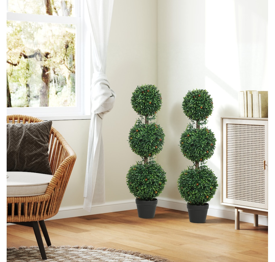 Image 938214_ALTMORE15.jpg, Product 938-214 / Price $74.99 - $94.99, HOMCOM Artificial Boxwood Topiary Trees Fake Plants Set of 2, Green from HOMCOM on TSC.ca's Home & Garden department
