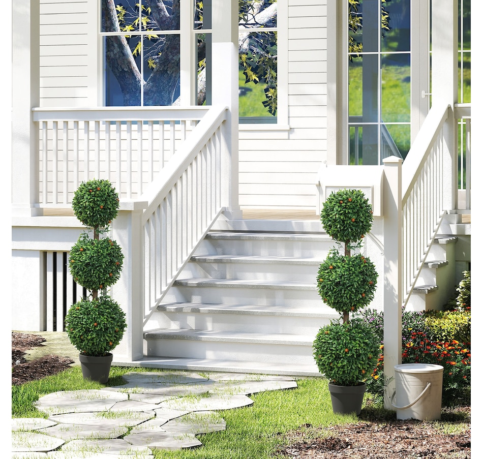 Image 938214_ALTMORE16.jpg, Product 938-214 / Price $74.99 - $94.99, HOMCOM Artificial Boxwood Topiary Trees Fake Plants Set of 2, Green from HOMCOM on TSC.ca's Home & Garden department
