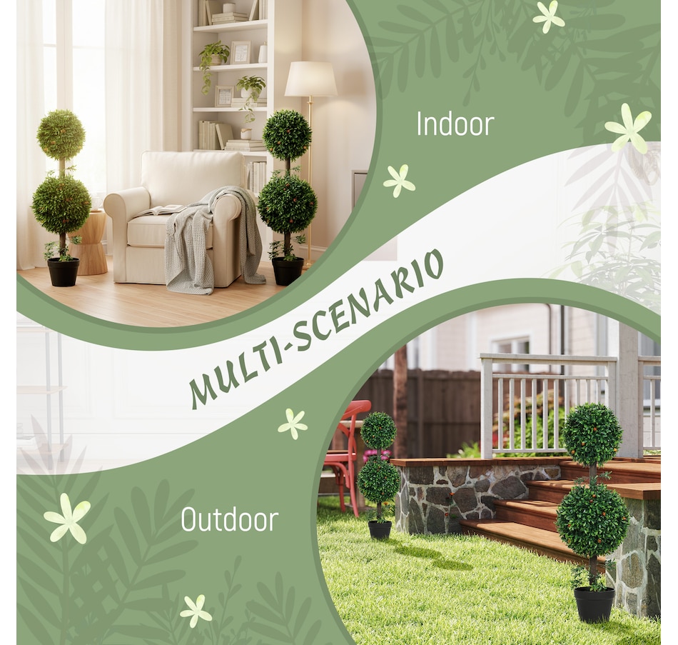 Image 938214_ALTMORE4.jpg, Product 938-214 / Price $74.99 - $94.99, HOMCOM Artificial Boxwood Topiary Trees Fake Plants Set of 2, Green from HOMCOM on TSC.ca's Home & Garden department