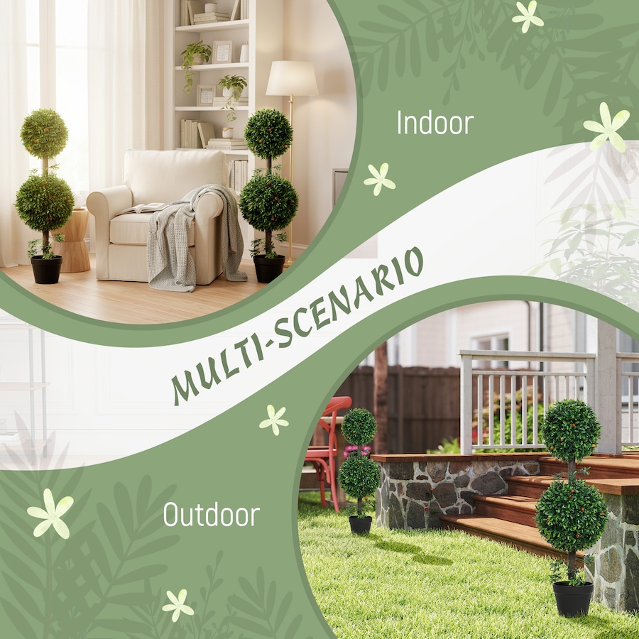 Image 938214_ALTMORE4.jpg, Product 938-214 / Price $64.99 - $94.99, HOMCOM Artificial Boxwood Topiary Trees Fake Plants Set of 2, Green from HOMCOM on TSC.ca's Home & Garden department