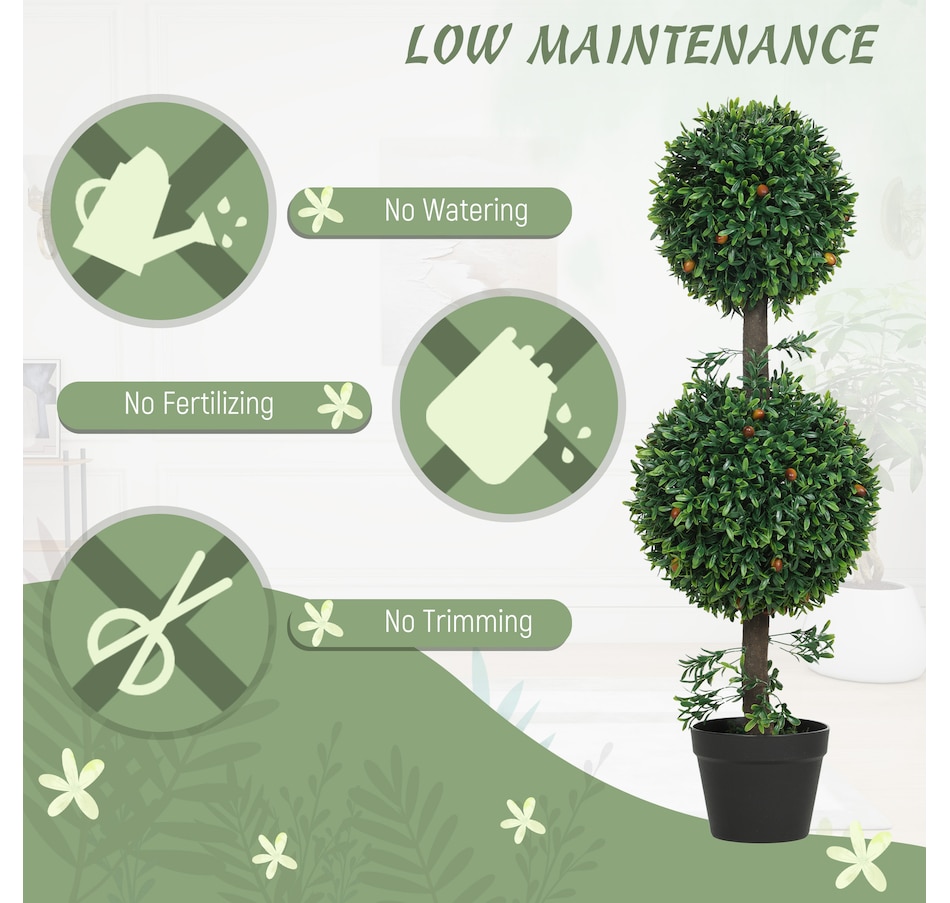 Image 938214_ALTMORE5.jpg, Product 938-214 / Price $74.99 - $94.99, HOMCOM Artificial Boxwood Topiary Trees Fake Plants Set of 2, Green from HOMCOM on TSC.ca's Home & Garden department