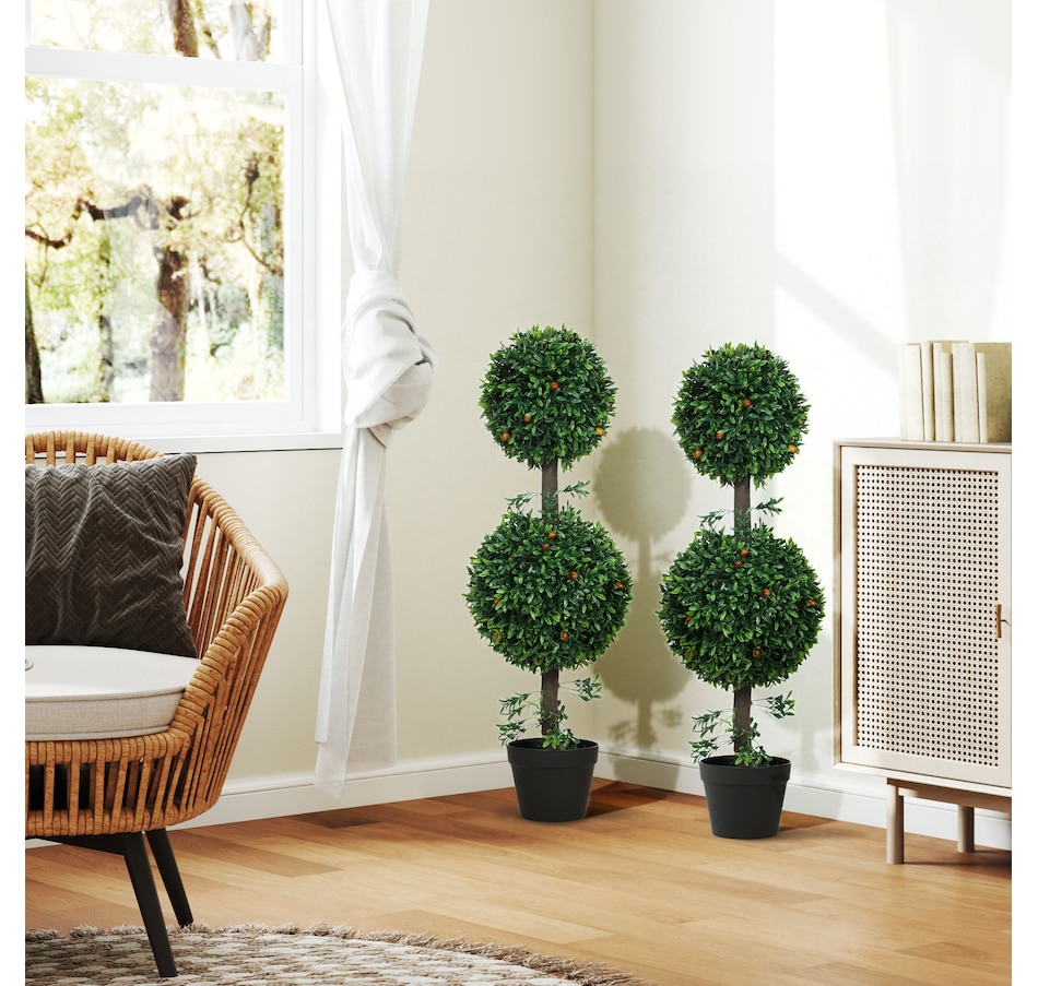 Image 938214_ALTMORE6.jpg, Product 938-214 / Price $74.99 - $94.99, HOMCOM Artificial Boxwood Topiary Trees Fake Plants Set of 2, Green from HOMCOM on TSC.ca's Home & Garden department