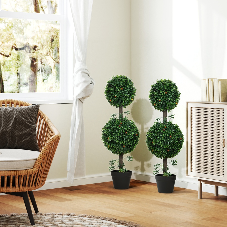 Image 938214_ALTMORE6.jpg, Product 938-214 / Price $64.99 - $94.99, HOMCOM Artificial Boxwood Topiary Trees Fake Plants Set of 2, Green from HOMCOM on TSC.ca's Home & Garden department