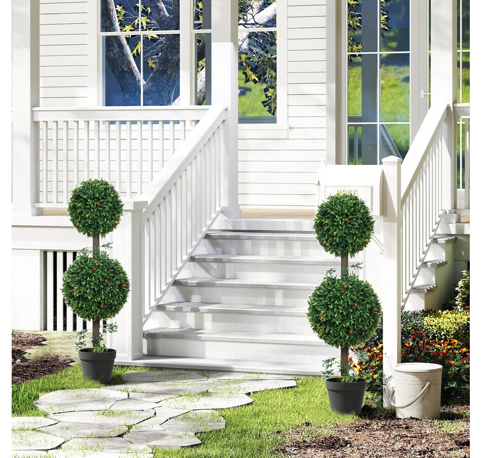 Image 938214_ALTMORE7.jpg, Product 938-214 / Price $74.99 - $94.99, HOMCOM Artificial Boxwood Topiary Trees Fake Plants Set of 2, Green from HOMCOM on TSC.ca's Home & Garden department