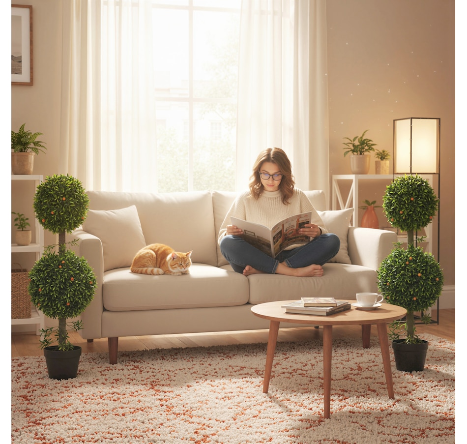 Image 938214_ALTMORE8.jpg, Product 938-214 / Price $74.99 - $94.99, HOMCOM Artificial Boxwood Topiary Trees Fake Plants Set of 2, Green from HOMCOM on TSC.ca's Home & Garden department