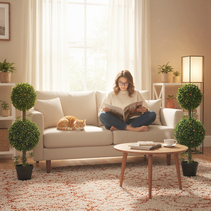 Image 938214_ALTMORE8.jpg, Product 938-214 / Price $64.99 - $94.99, HOMCOM Artificial Boxwood Topiary Trees Fake Plants Set of 2, Green from HOMCOM on TSC.ca's Home & Garden department