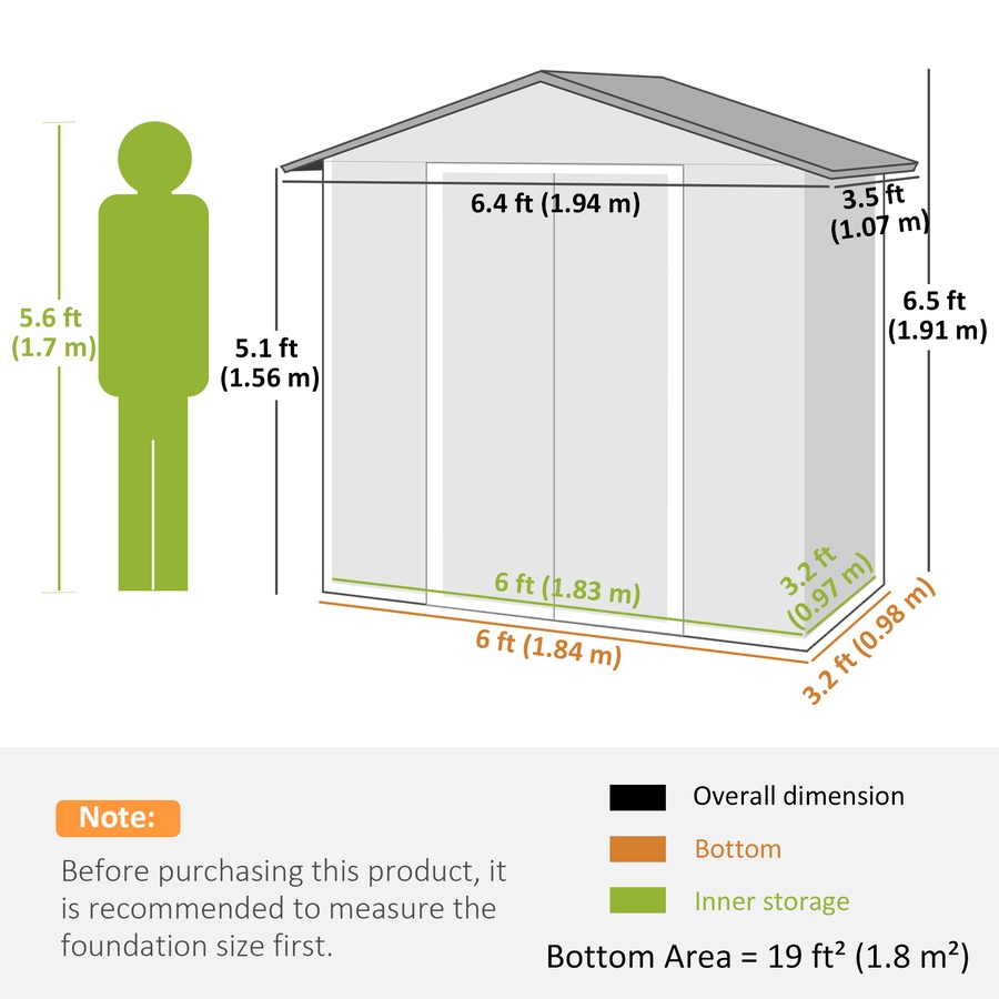 Image 938228_ALTMORE2.jpg, Product 938-228 / Price $289.99, Outsunny 6.5x3.5ft Metal Garden Shed for Outdoor Storage, Light Grey from Outsunny on TSC.ca's Home & Garden department