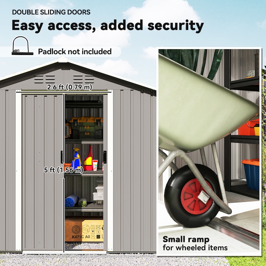Image 938228_ALTMORE4.jpg, Product 938-228 / Price $289.99, Outsunny 6.5x3.5ft Metal Garden Shed for Outdoor Storage, Light Grey from Outsunny on TSC.ca's Home & Garden department