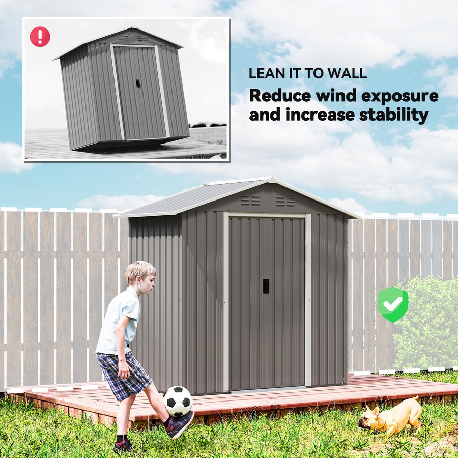 Image 938228_ALTMORE7.jpg, Product 938-228 / Price $289.99, Outsunny 6.5x3.5ft Metal Garden Shed for Outdoor Storage, Light Grey from Outsunny on TSC.ca's Home & Garden department