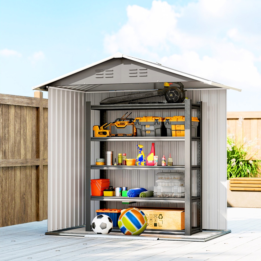 Image 938228_ALTMORE8.jpg, Product 938-228 / Price $289.99, Outsunny 6.5x3.5ft Metal Garden Shed for Outdoor Storage, Light Grey from Outsunny on TSC.ca's Home & Garden department