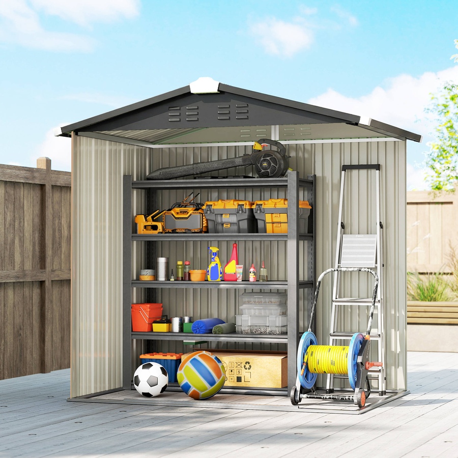 Image 938229_ALTMORE7.jpg, Product 938-229 / Price $239.99, Outsunny 6.5' x 4' Outdoor Storage Shed, Metal Garden Shed, Brown from Outsunny on TSC.ca's Home & Garden department