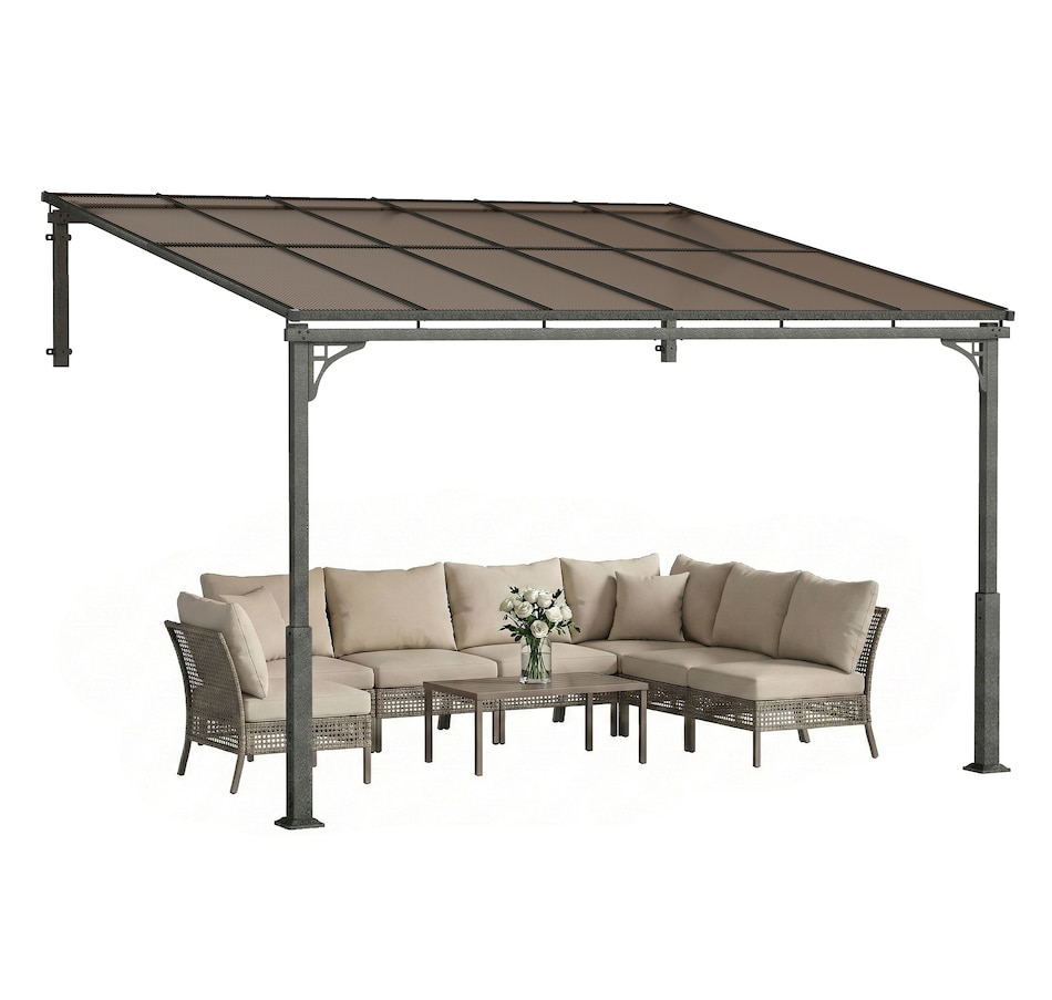 Image 938230.jpg, Product 938-230 / Price $549.99, Outsunny 11' x 10' Outdoor Pergola, Wall Mounted Hardtop Lean-to Gazebo from Outsunny on TSC.ca's Home & Garden department