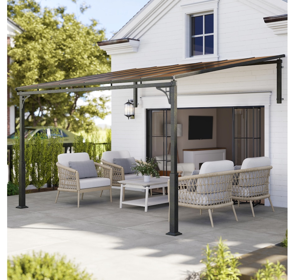 Image 938230_ALTMORE1.jpg, Product 938-230 / Price $549.99, Outsunny 11' x 10' Outdoor Pergola, Wall Mounted Hardtop Lean-to Gazebo from Outsunny on TSC.ca's Home & Garden department