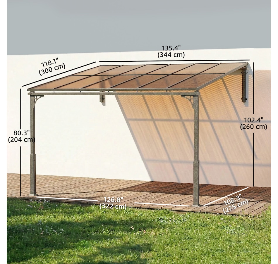 Image 938230_ALTMORE2.jpg, Product 938-230 / Price $549.99, Outsunny 11' x 10' Outdoor Pergola, Wall Mounted Hardtop Lean-to Gazebo from Outsunny on TSC.ca's Home & Garden department
