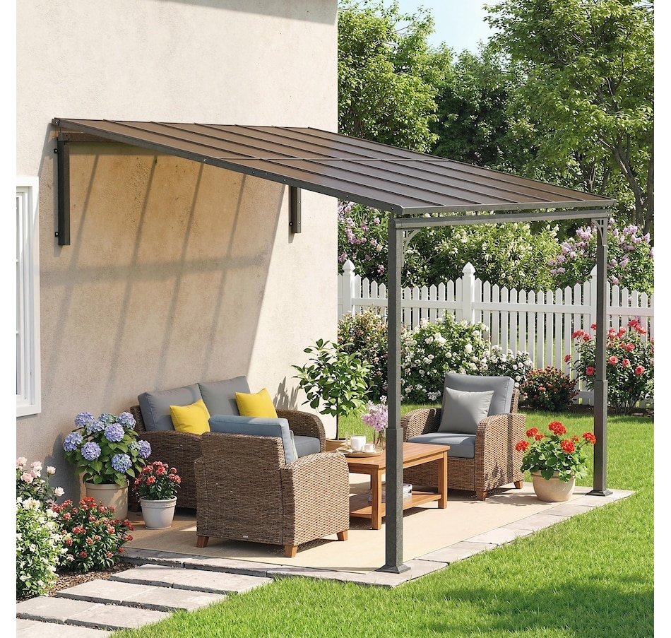 Image 938230_ALTMORE7.jpg, Product 938-230 / Price $549.99, Outsunny 11' x 10' Outdoor Pergola, Wall Mounted Hardtop Lean-to Gazebo from Outsunny on TSC.ca's Home & Garden department