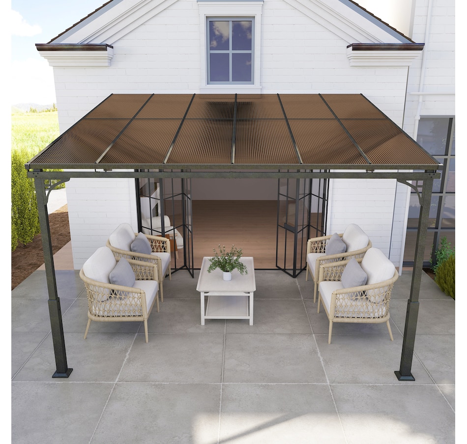Image 938230_ALTMORE8.jpg, Product 938-230 / Price $549.99, Outsunny 11' x 10' Outdoor Pergola, Wall Mounted Hardtop Lean-to Gazebo from Outsunny on TSC.ca's Home & Garden department