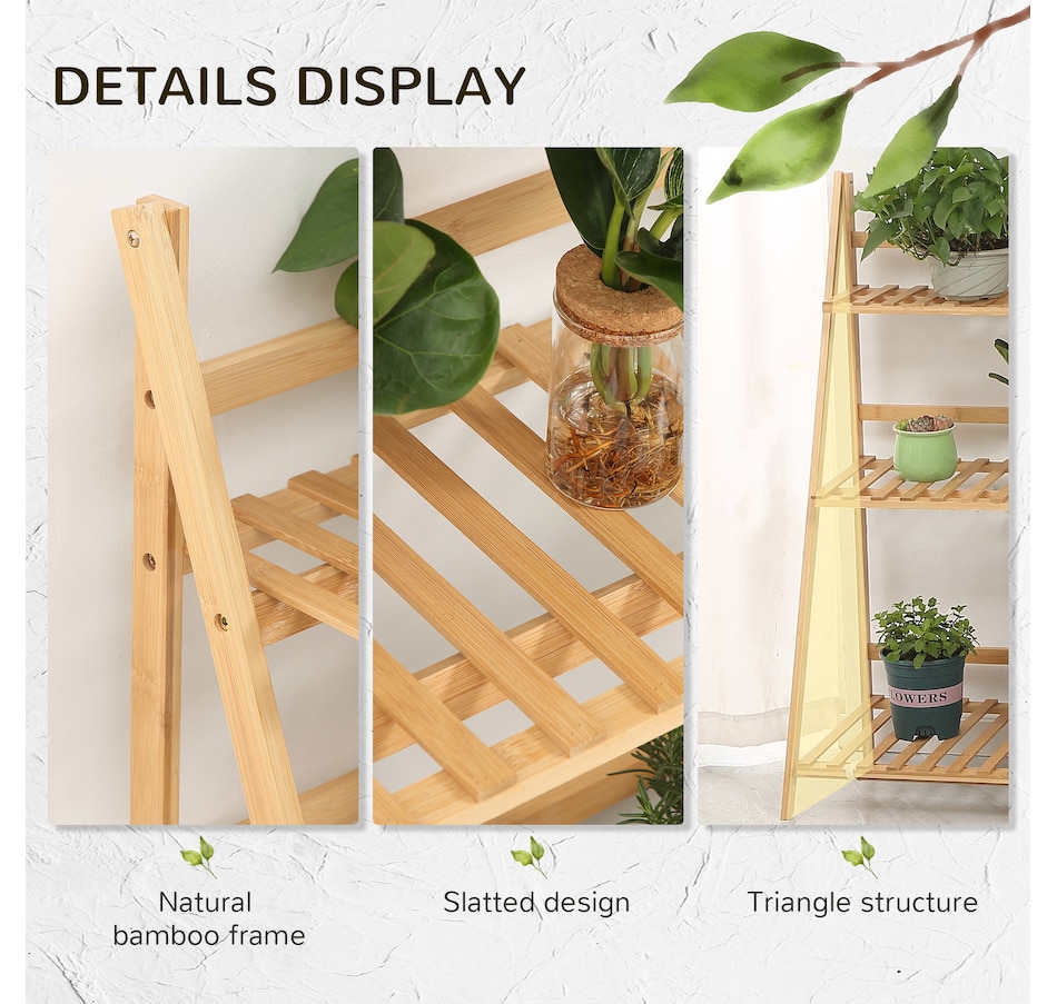 Image 938236_ALTMORE5.jpg, Product 938-236 / Price $47.99, Outsunny 3 Tier Folding Storage Shelf, Bamboo Ladder Plant Stand, Natural from Outsunny on TSC.ca's Home & Garden department