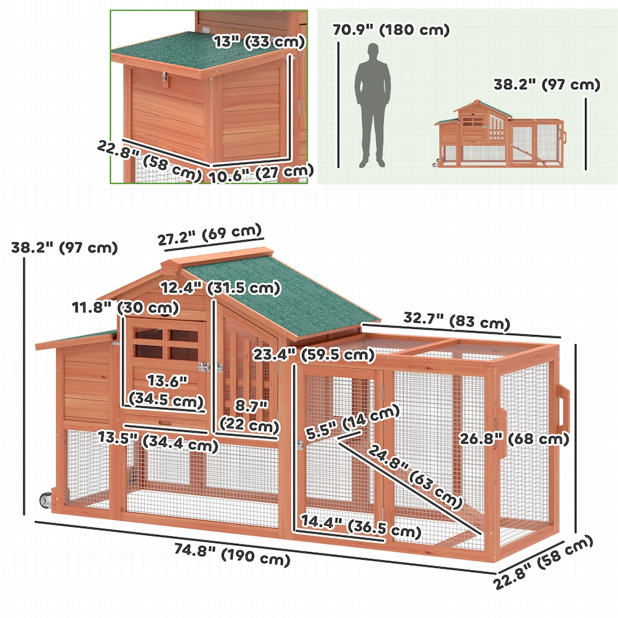 Image 938246_ALTMORE2.jpg, Product 938-246 / Price $239.99, PawHut Chicken Coop with Run, Mobile Wooden Chicken House with Nesting Box from PawHut on TSC.ca's Home & Garden department