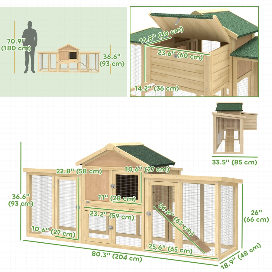 Image 938248_ALTMORE2.jpg, Product 938-248 / Price $179.99, PawHut Chicken Coop, Wooden Large Rabbit Hutch with Nesting Box, Run, Ramp from PawHut on TSC.ca's Home & Garden department