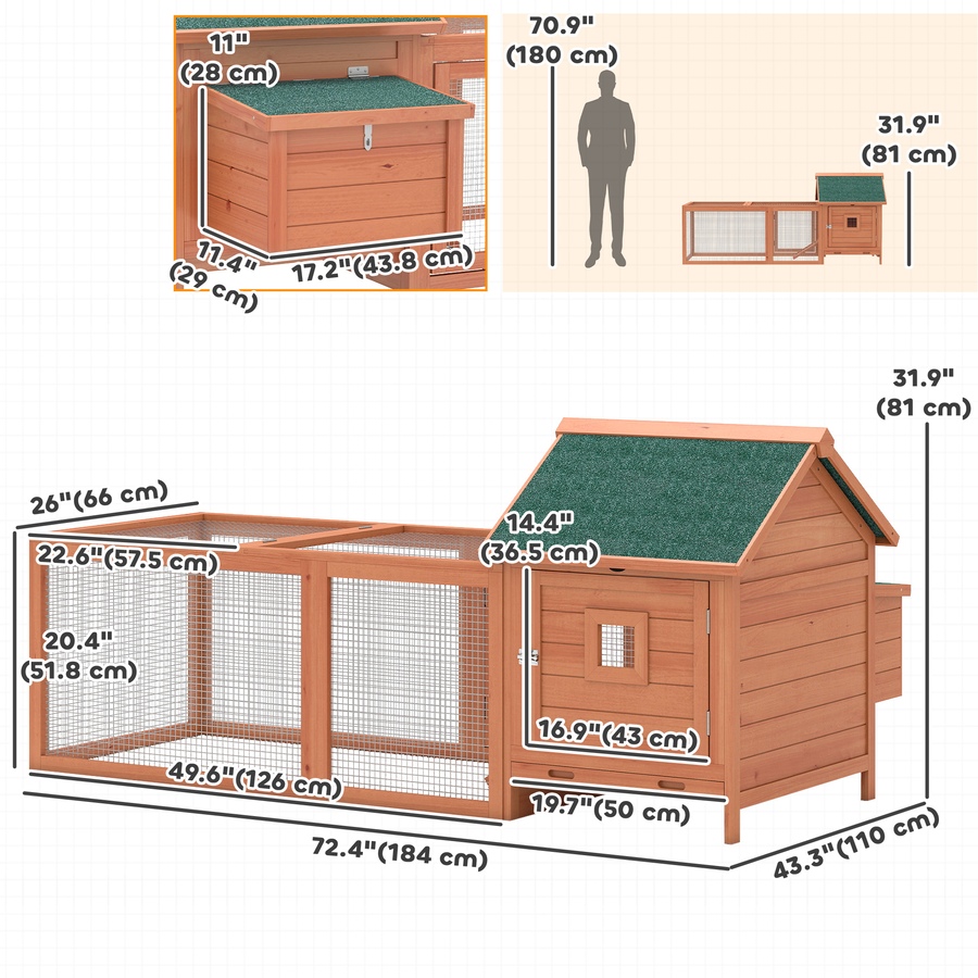 Image 938250_ALTMORE2.jpg, Product 938-250 / Price $186.99, PawHut 72" Chicken Coop, Wooden Hen House Poultry Cage for 2 Chickens from PawHut on TSC.ca's Home & Garden department