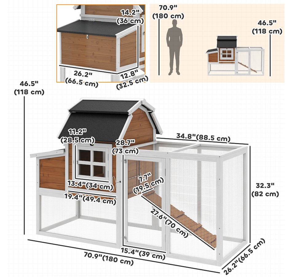 Image 938252_ALTMORE2.jpg, Product 938-252 / Price $276.99, PawHut 71" Chicken Coop for 3 Chickens, Wooden Hen House with Run from PawHut on TSC.ca's Home & Garden department