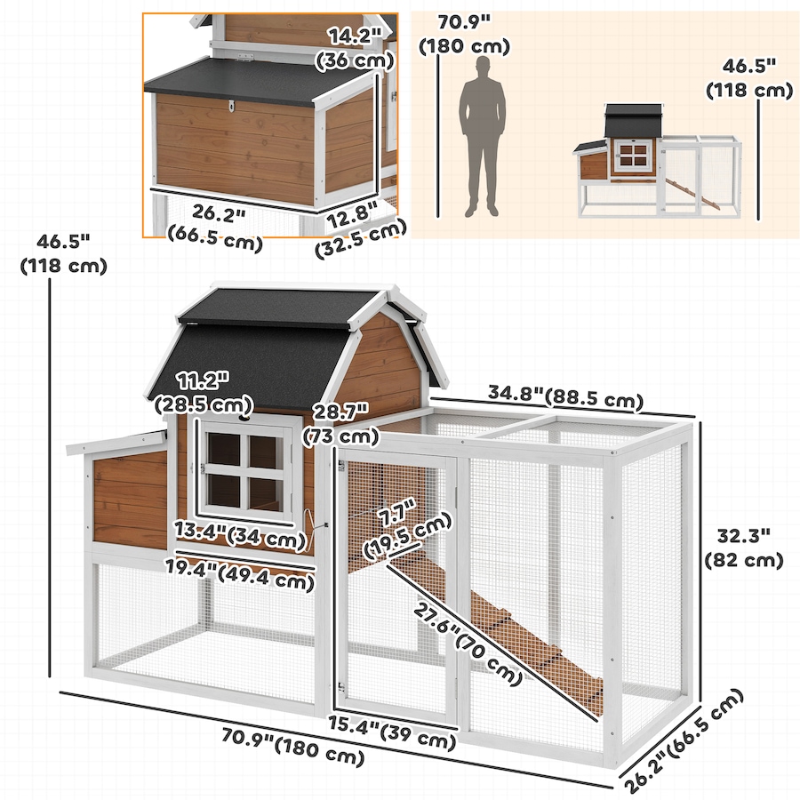 Image 938252_ALTMORE2.jpg, Product 938-252 / Price $256.99, PawHut 71" Chicken Coop for 3 Chickens, Wooden Hen House with Run from PawHut on TSC.ca's Home & Garden department
