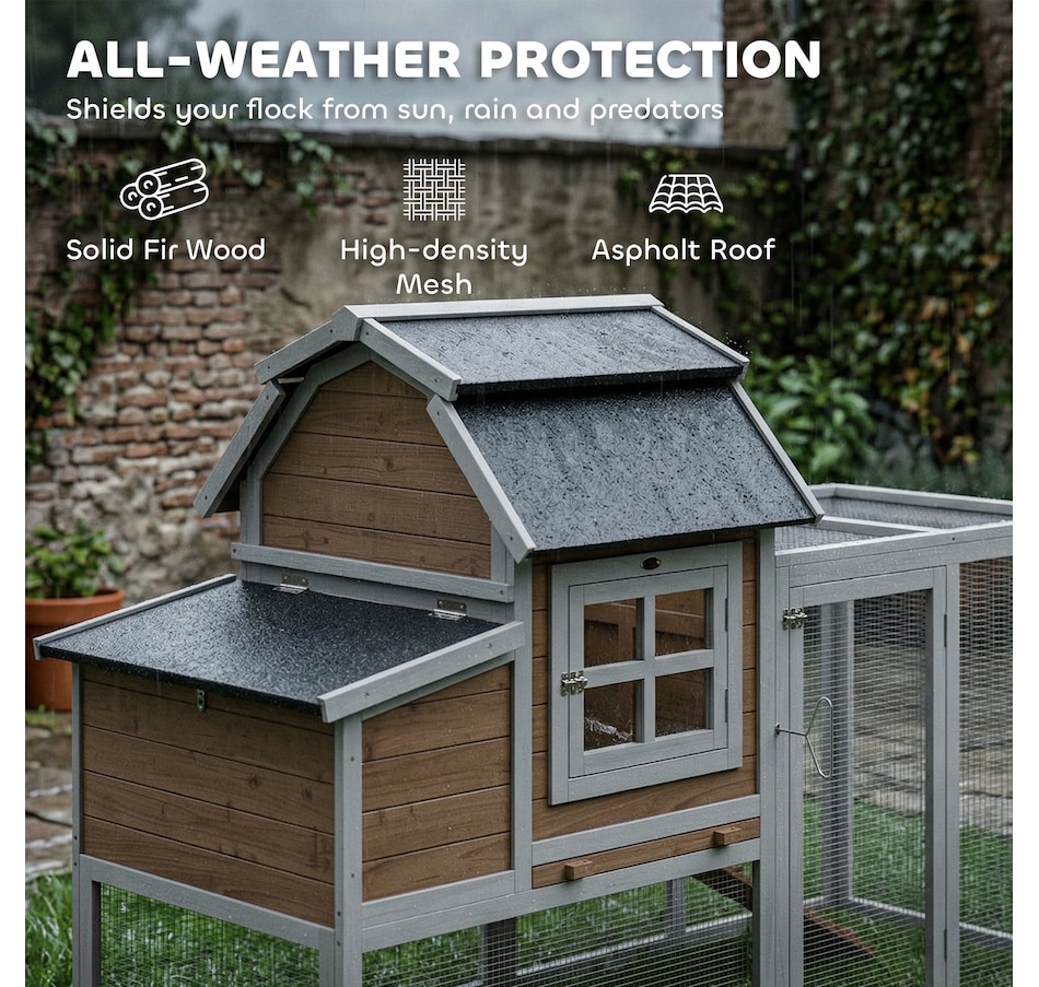 Image 938252_ALTMORE4.jpg, Product 938-252 / Price $276.99, PawHut 71" Chicken Coop for 3 Chickens, Wooden Hen House with Run from PawHut on TSC.ca's Home & Garden department