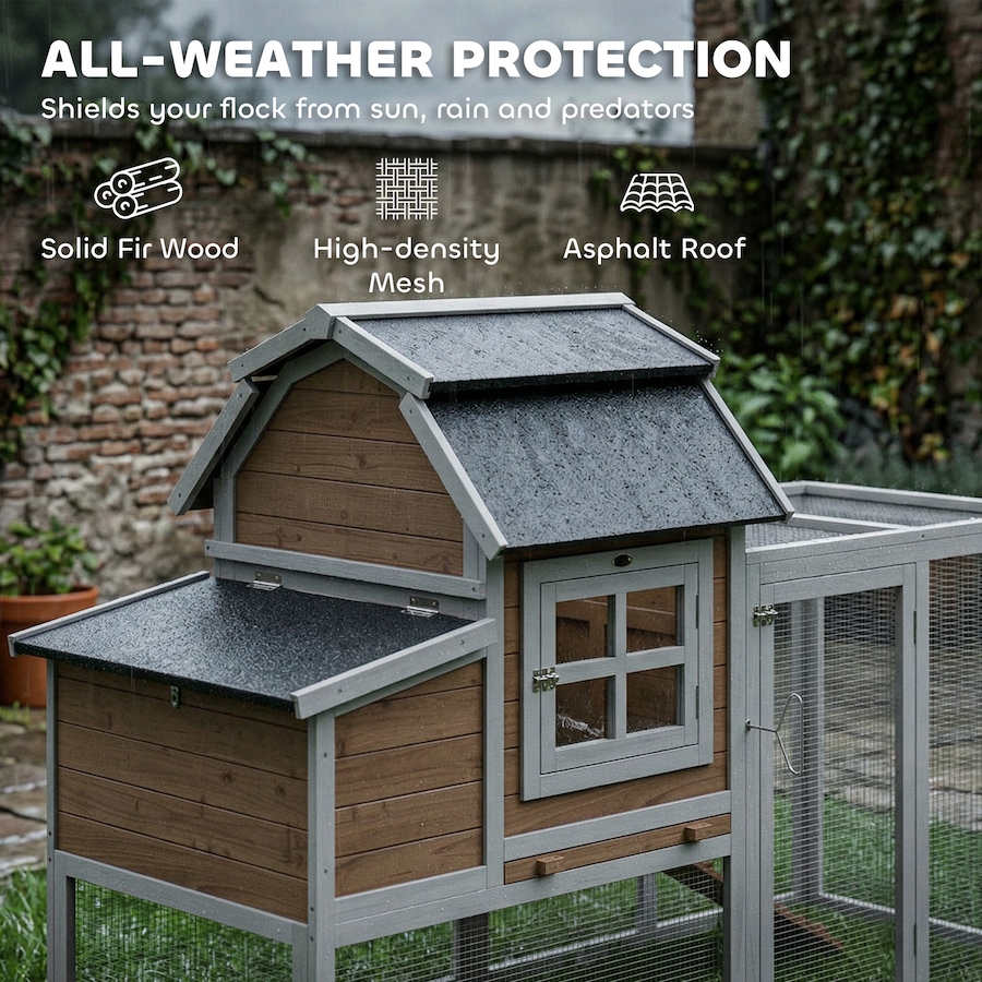 Image 938252_ALTMORE4.jpg, Product 938-252 / Price $256.99, PawHut 71" Chicken Coop for 3 Chickens, Wooden Hen House with Run from PawHut on TSC.ca's Home & Garden department