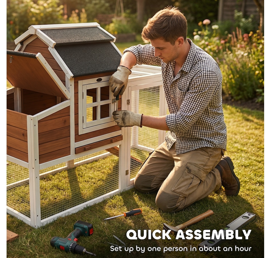 Image 938252_ALTMORE8.jpg, Product 938-252 / Price $276.99, PawHut 71" Chicken Coop for 3 Chickens, Wooden Hen House with Run from PawHut on TSC.ca's Home & Garden department
