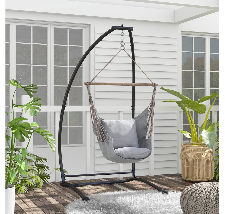 Image 938255_ALTMORE1.jpg, Product 938-255 / Price $109.99, Outsunny Hanging Hammock Chair Stand Only, C Shape Swing Stand, Black from Outsunny on TSC.ca's Home & Garden department