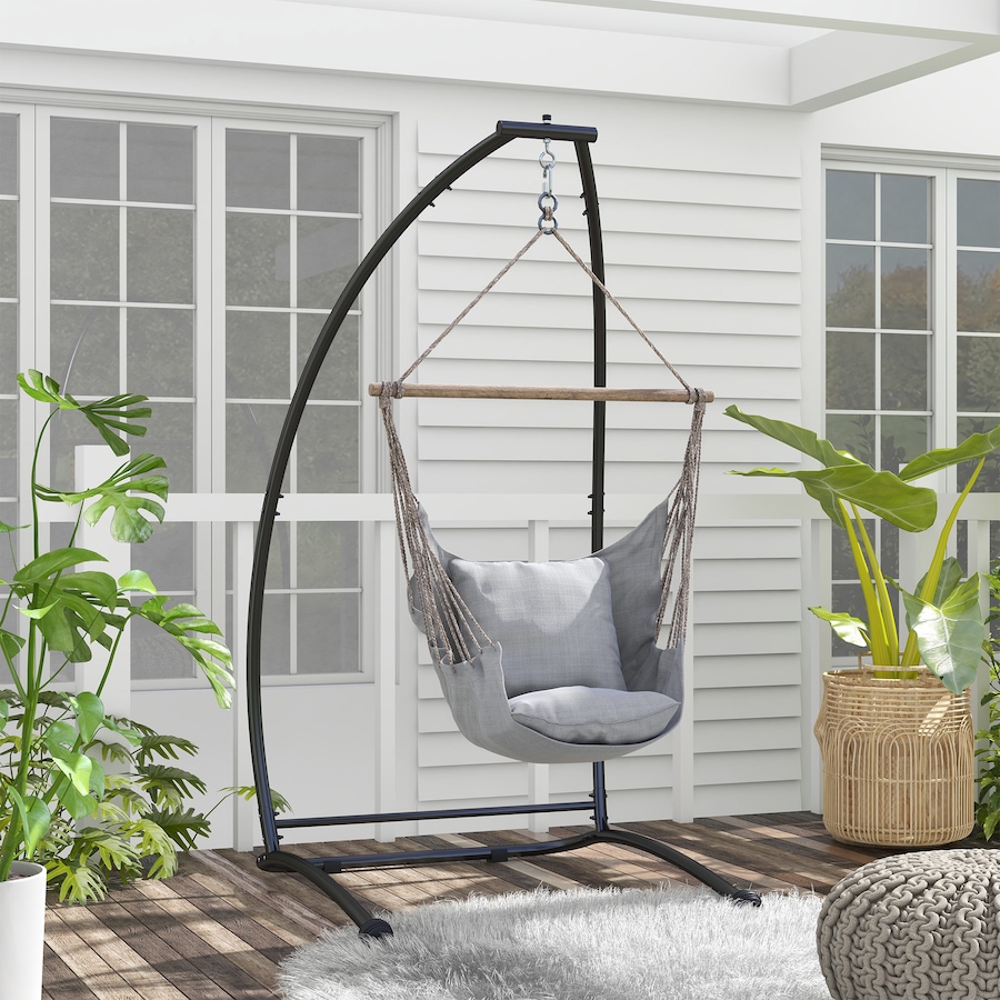 Image 938255_ALTMORE1.jpg, Product 938-255 / Price $133.99, Outsunny Hanging Hammock Chair Stand Only, C Shape Swing Stand, Black from Outsunny on TSC.ca's Home & Garden department