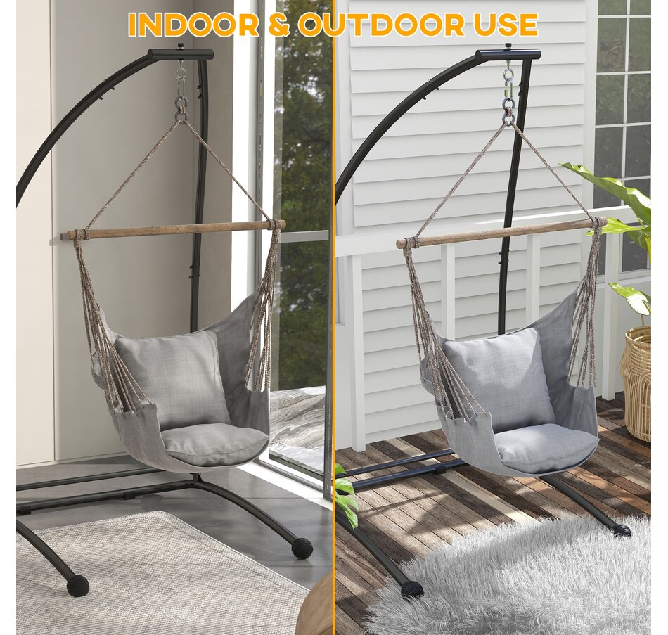 Image 938255_ALTMORE4.jpg, Product 938-255 / Price $109.99, Outsunny Hanging Hammock Chair Stand Only, C Shape Swing Stand, Black from Outsunny on TSC.ca's Home & Garden department