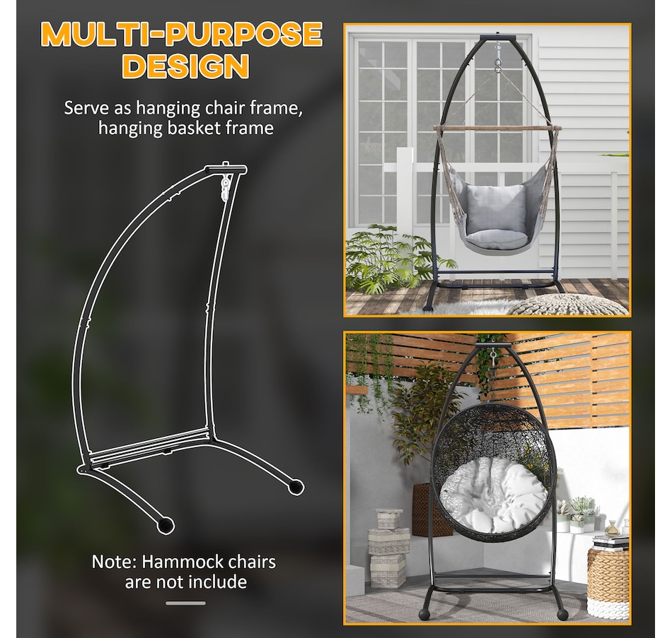 Image 938255_ALTMORE5.jpg, Product 938-255 / Price $109.99, Outsunny Hanging Hammock Chair Stand Only, C Shape Swing Stand, Black from Outsunny on TSC.ca's Home & Garden department