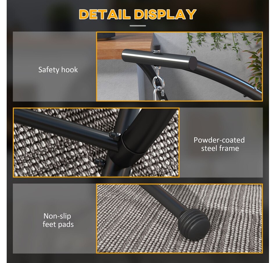 Image 938255_ALTMORE6.jpg, Product 938-255 / Price $109.99, Outsunny Hanging Hammock Chair Stand Only, C Shape Swing Stand, Black from Outsunny on TSC.ca's Home & Garden department
