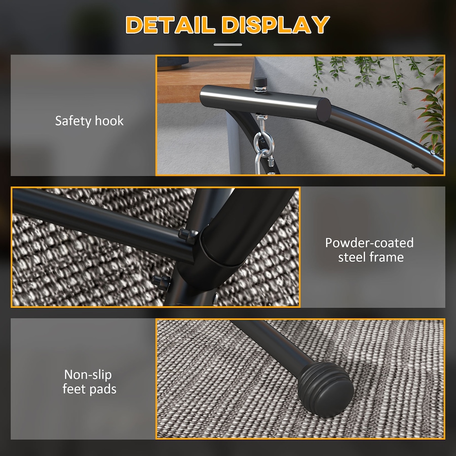 Image 938255_ALTMORE6.jpg, Product 938-255 / Price $133.99, Outsunny Hanging Hammock Chair Stand Only, C Shape Swing Stand, Black from Outsunny on TSC.ca's Home & Garden department