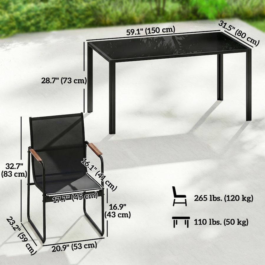 Image 938257_ALTMORE2.jpg, Product 938-257 / Price $424.99, Outsunny 7 Pieces Outdoor Dining Set, Patio Table and Chairs for 6, Black from Outsunny on TSC.ca's Home & Garden department
