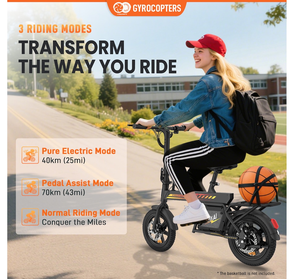 Image 938260_ALTMORE3.jpg, Product 938-260 / Price $499.99, Gyrocopters PixAI Electric foldable dual rider cargo Bike for Adults/Teen from Gyrocopters on TSC.ca's Health & Fitness department