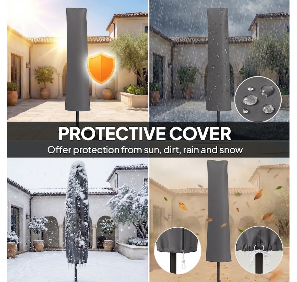 Image 938271_ALTMORE4.jpg, Product 938-271 / Price $119.99 - $134.99, Outsuny 10FT Cantilever Patio Umbrella with Cover and Wind Ropes from Outsunny on TSC.ca's Home & Garden department