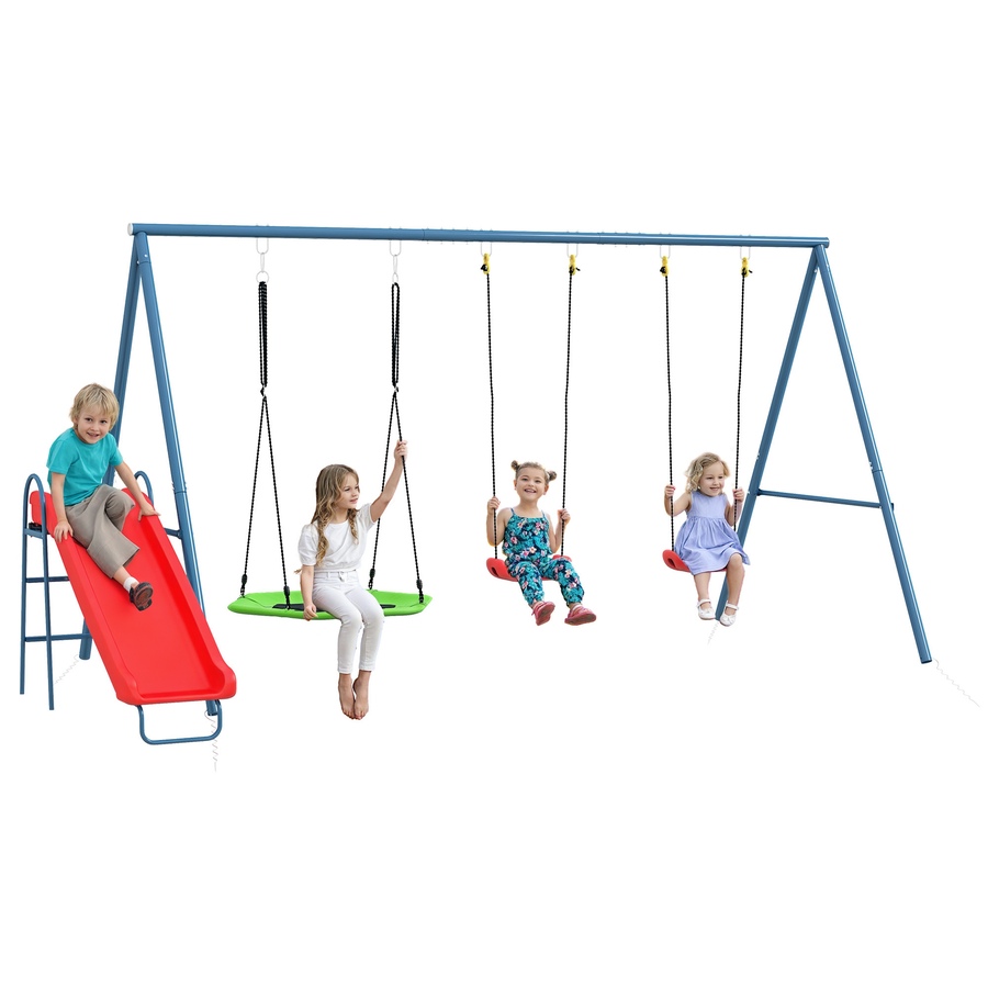 Image 938275.jpg, Product 938-275 / Price $329.99, Outsunny Metal Swing Set for Backyard, 4 in 1 Design, Holds Up to 352 lbs. from Outsunny on TSC.ca's Home & Garden department