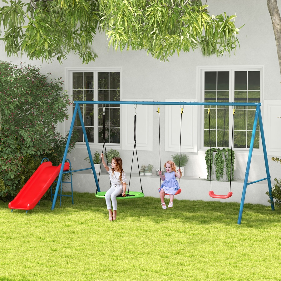 Image 938275_ALTMORE1.jpg, Product 938-275 / Price $329.99, Outsunny Metal Swing Set for Backyard, 4 in 1 Design, Holds Up to 352 lbs. from Outsunny on TSC.ca's Home & Garden department
