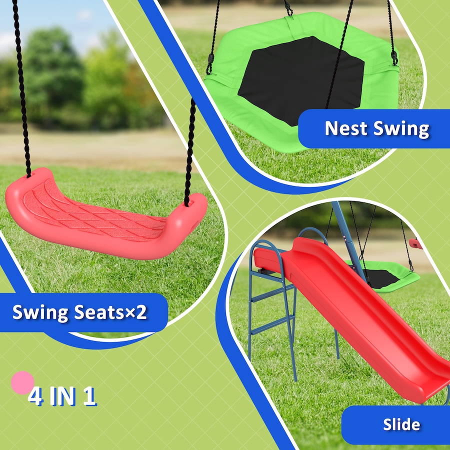 Image 938275_ALTMORE10.jpg, Product 938-275 / Price $329.99, Outsunny Metal Swing Set for Backyard, 4 in 1 Design, Holds Up to 352 lbs. from Outsunny on TSC.ca's Home & Garden department