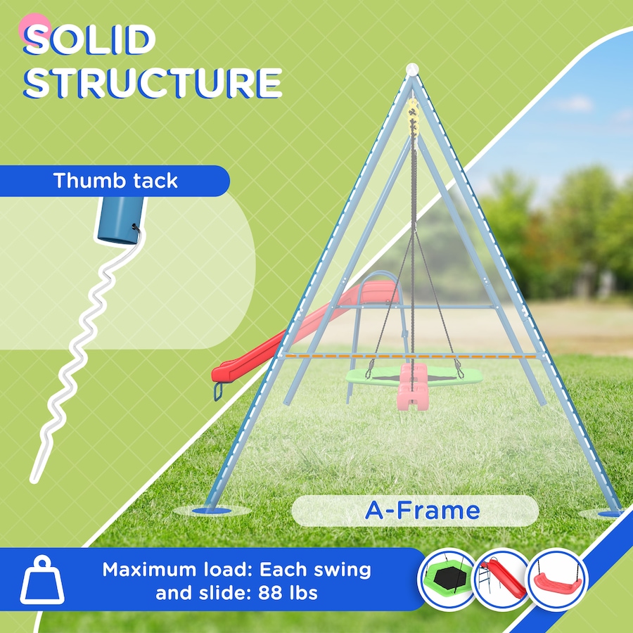 Image 938275_ALTMORE3.jpg, Product 938-275 / Price $329.99, Outsunny Metal Swing Set for Backyard, 4 in 1 Design, Holds Up to 352 lbs. from Outsunny on TSC.ca's Home & Garden department
