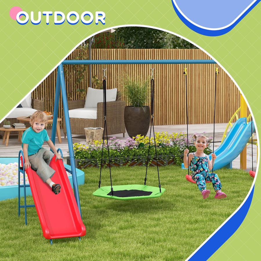 Image 938275_ALTMORE6.jpg, Product 938-275 / Price $329.99, Outsunny Metal Swing Set for Backyard, 4 in 1 Design, Holds Up to 352 lbs. from Outsunny on TSC.ca's Home & Garden department