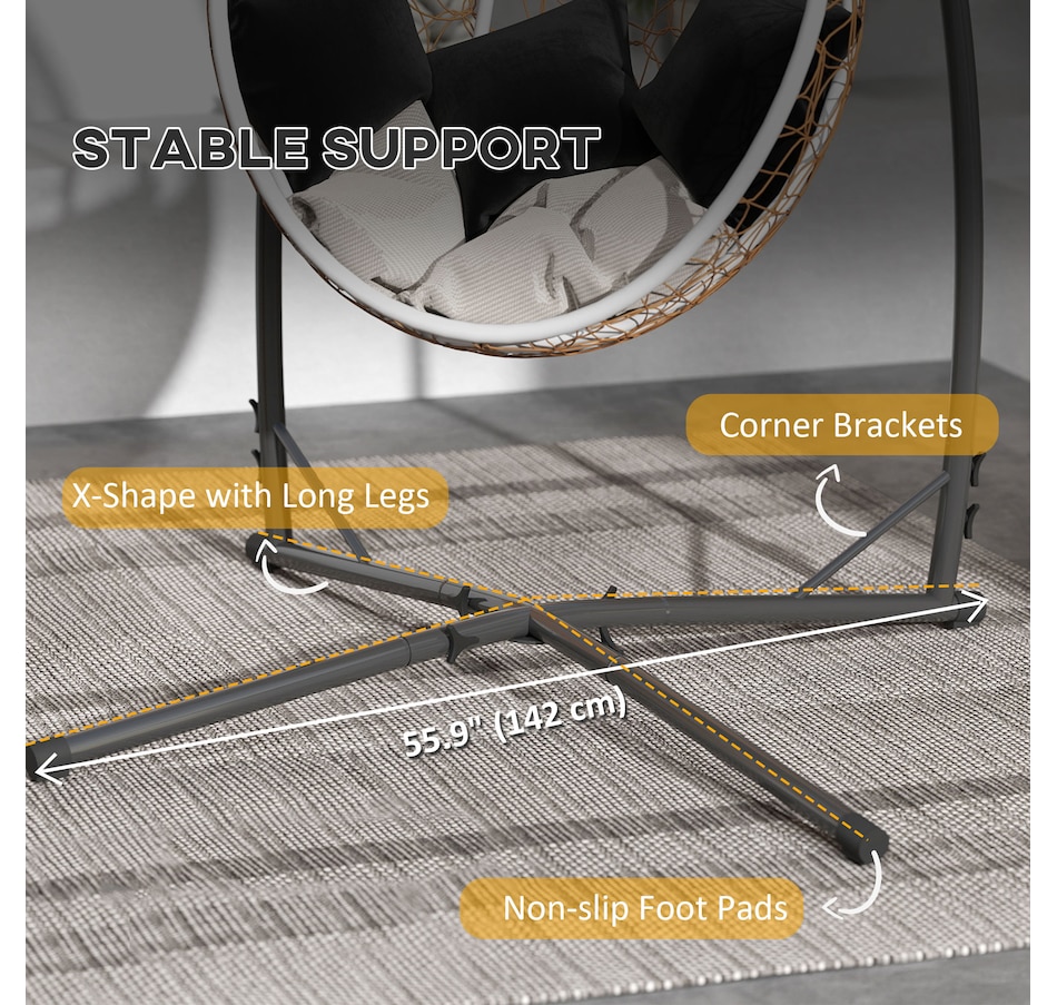 Image 938289_ALTMORE5.jpg, Product 938-289 / Price $114.99, Outsunny Hammock Chair Stand, Steel Hanging Chair Stand Only w/ Cup Holder from Outsunny on TSC.ca's Home & Garden department