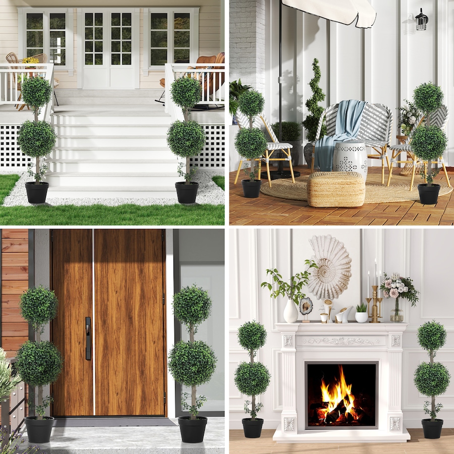 Image 938290_ALTMORE1.jpg, Product 938-290 / Price $92.99, HOMCOM 2 Pack Artificial Boxwood Topiary Ball Trees, Fake Plants in Pot from HOMCOM on TSC.ca's Home & Garden department