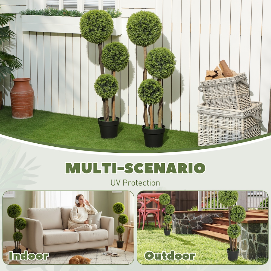 Image 938293_ALTMORE4.jpg, Product 938-293 / Price $159.99, HOMCOM 45 Inch Artificial Boxwood Triple Ball Topiary Tree Set of 2, Green from HOMCOM on TSC.ca's Home & Garden department