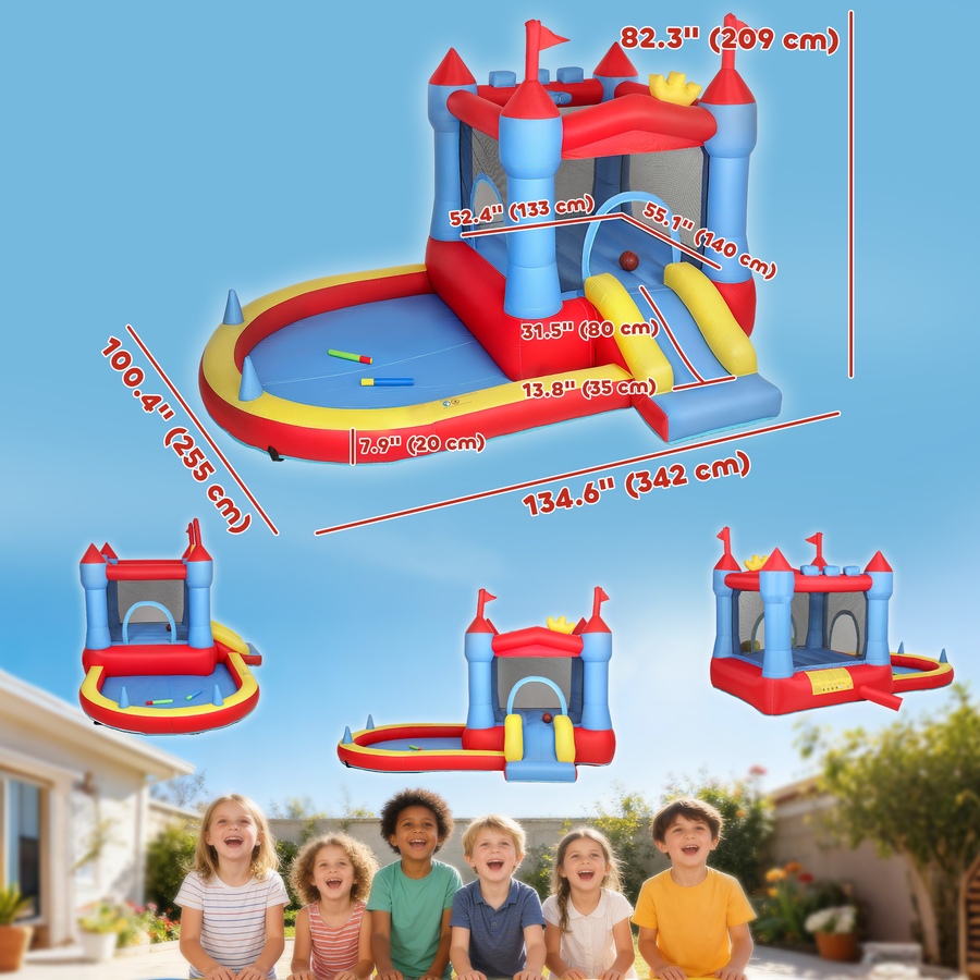 Image 938312_ALTMORE2.jpg, Product 938-312 / Price $220.99, Qaba Bouncy Castle for Kids with Slide, Pool/Ball Pit, Basketball Hoop from Qaba on TSC.ca's Home & Garden department