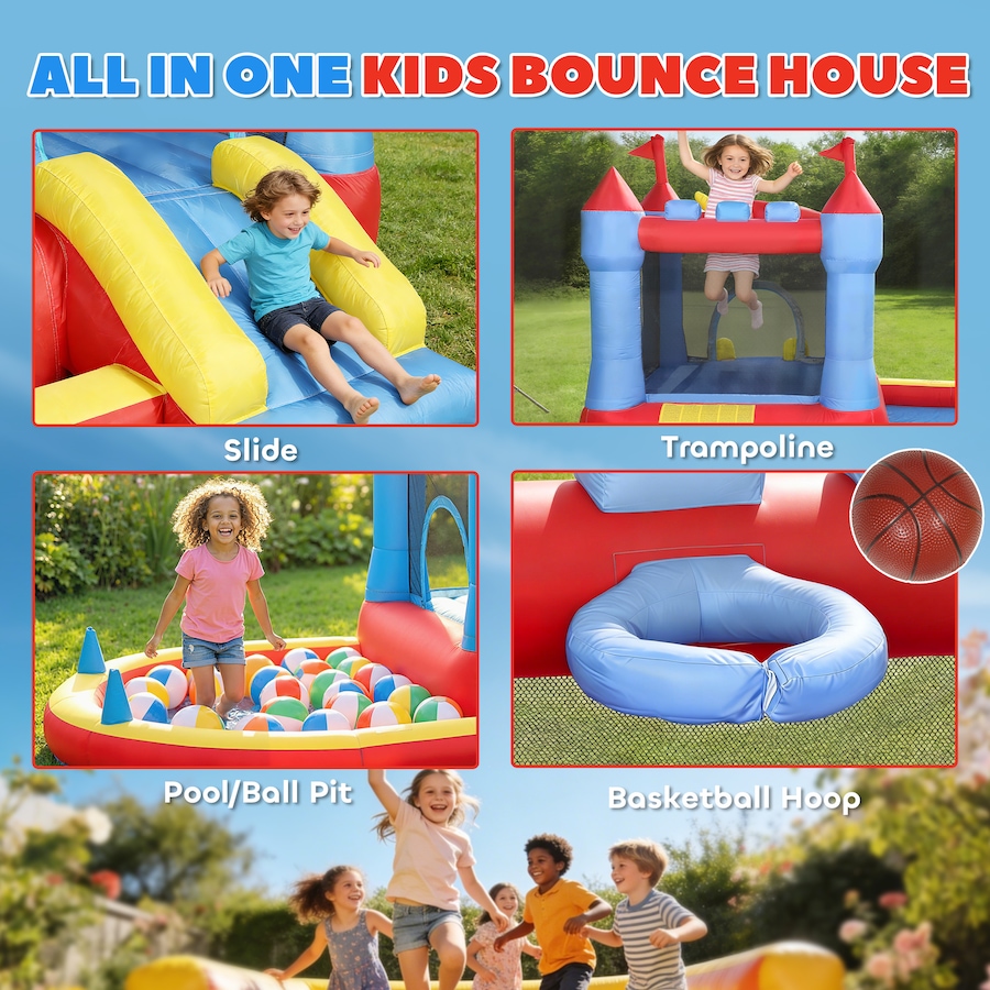 Image 938312_ALTMORE3.jpg, Product 938-312 / Price $220.99, Qaba Bouncy Castle for Kids with Slide, Pool/Ball Pit, Basketball Hoop from Qaba on TSC.ca's Home & Garden department