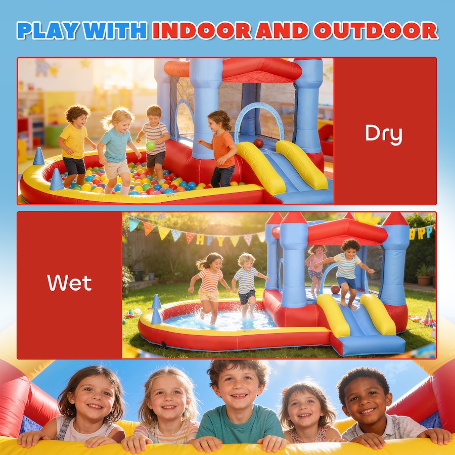 Image 938312_ALTMORE8.jpg, Product 938-312 / Price $220.99, Qaba Bouncy Castle for Kids with Slide, Pool/Ball Pit, Basketball Hoop from Qaba on TSC.ca's Home & Garden department
