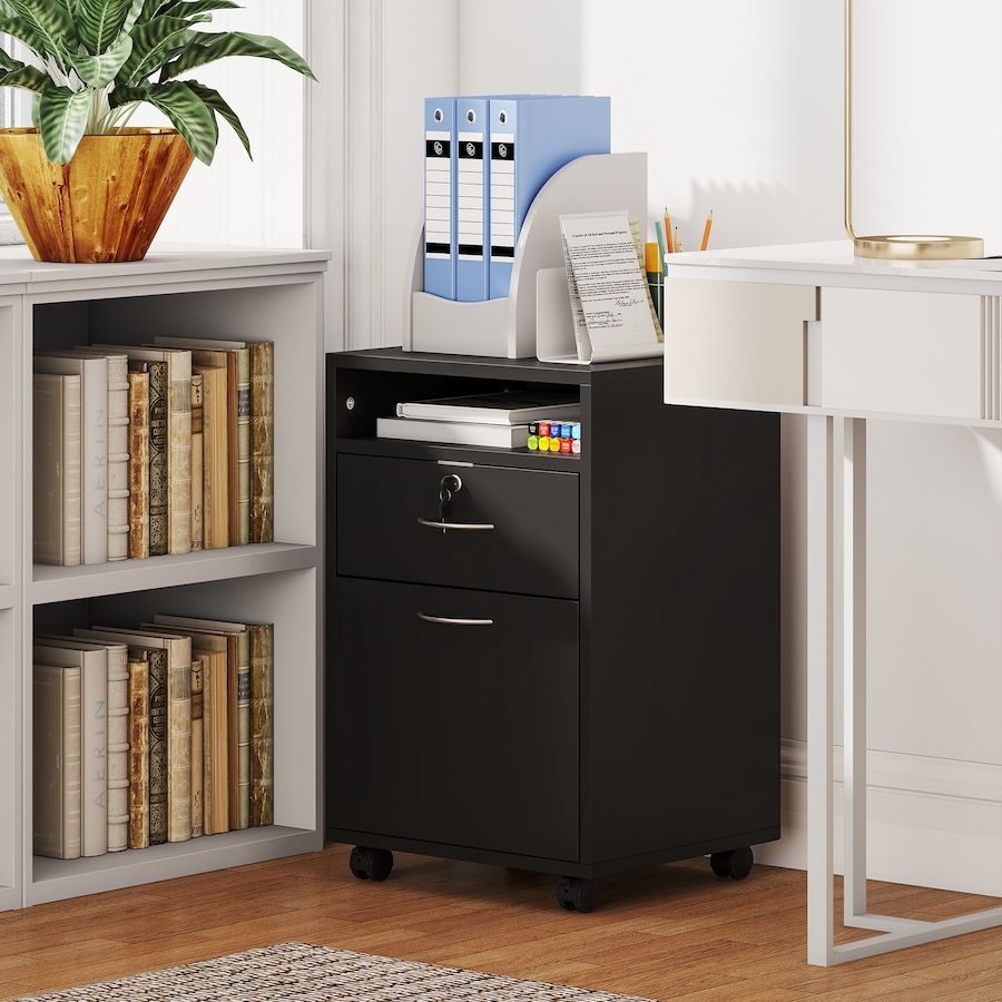 Image 938314_ALTMORE1.jpg, Product 938-314 / Price $87.54, HOMCOM Vertical Filing Cabinet with Drawer Wheels, File Cabinet, Black from HOMCOM on TSC.ca's Home & Garden department